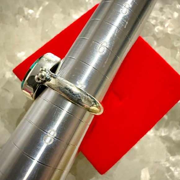 NWOT Handmade Sterling Silver Turquoise & Black Onyx Checkered Ring - Picture 3 of 4